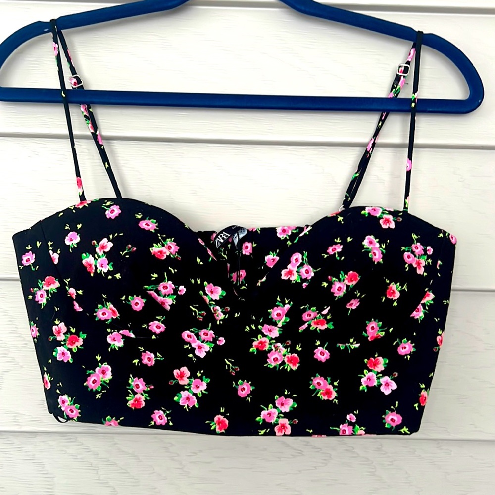 ZARA floral bralette/ cropped top